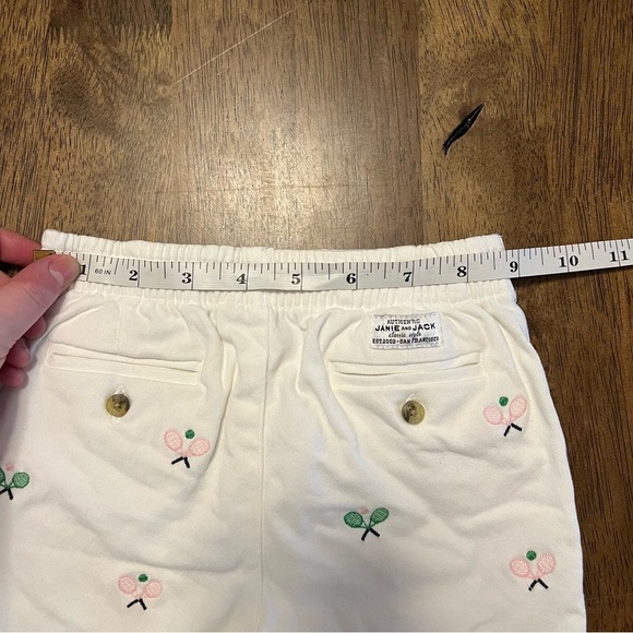 Janie and Jack Baby White Tennis Embroidered Twill Pull On Shorts 6-12 Months - Picture 6 of 7